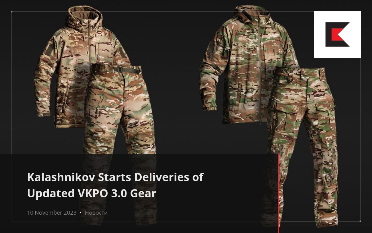 Kalashnikov Starts Deliveries of Updated VKPO 3.0 Gear